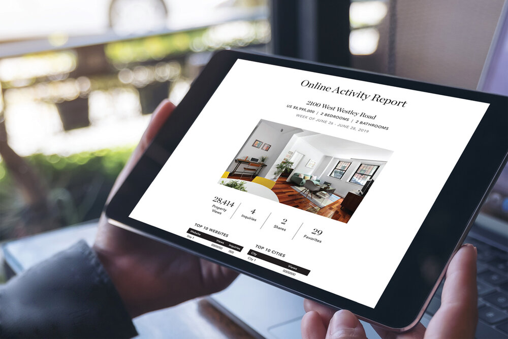 Online Listing Activity Report viewed on a tablet